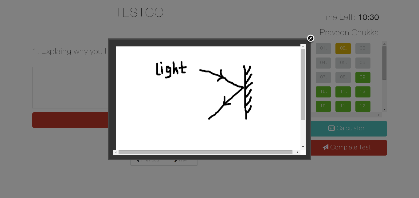 An image based question in a test