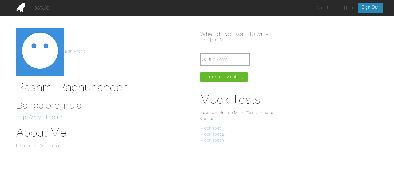Home page of a student